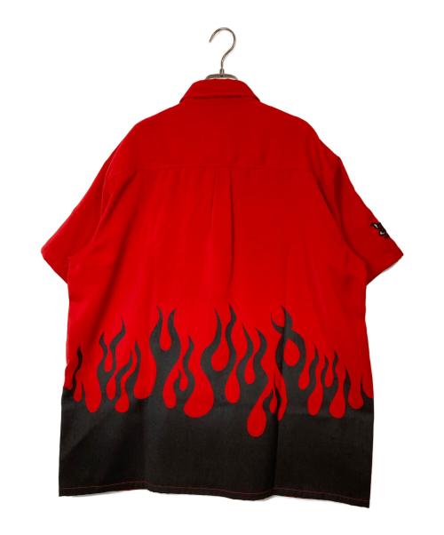 DOG TOWN（ドッグ タウン）DOG TOWN (ドッグ タウン) ファイヤーパターンシャツ レッド×ブラック サイズ:XLの古着・服飾アイテム
