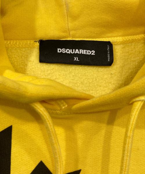DSQUARED2（ディースクエアード）DSQUARED2 (ディースクエアード) ロゴ 裏起毛 スウェットプルオーバーパーカー イエロー サイズ:XLの古着・服飾アイテム