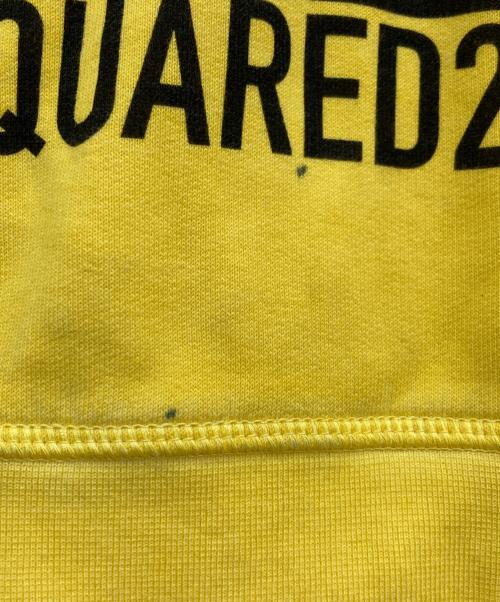 DSQUARED2（ディースクエアード）DSQUARED2 (ディースクエアード) ロゴ 裏起毛 スウェットプルオーバーパーカー イエロー サイズ:XLの古着・服飾アイテム