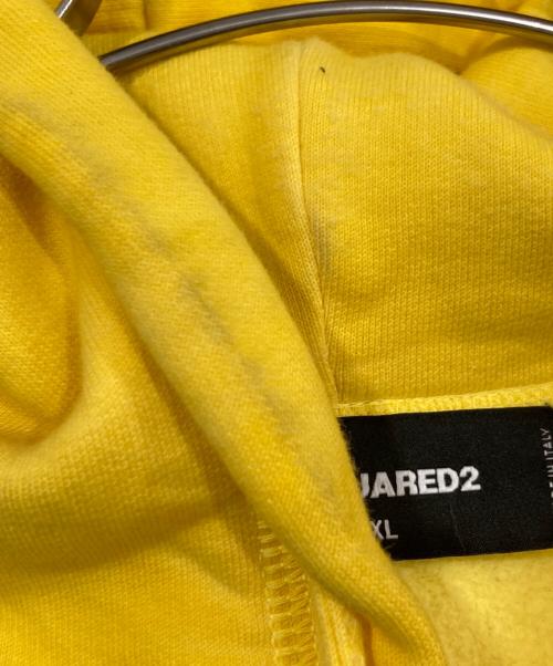 DSQUARED2（ディースクエアード）DSQUARED2 (ディースクエアード) ロゴ 裏起毛 スウェットプルオーバーパーカー イエロー サイズ:XLの古着・服飾アイテム