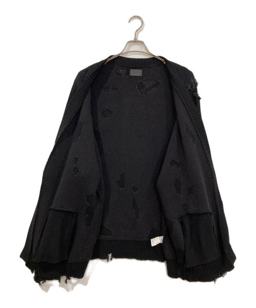 DANKE SCHON（ダンケ シェーン）Danke schon (ダンケ シェーン) PREMIUM COTTON OVERSIZE DAMAGE KNIT CARDIGAN( ブラック サイズ:FREEの古着・服飾アイテム
