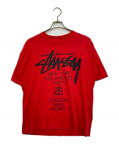 激レア OLD STUSSY『WORLD TOUR』ポロシャツ ワールドツア90 希少価値大 激レア 美品 STUSSY ワールドツアー ビッグロゴ ポロシャツ