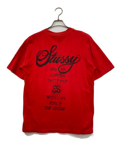 stussy（ステューシー）stussy (ステューシー) 90s ワールドツアーTシャツ レッド サイズ:Sの古着・服飾アイテム