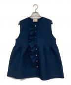 UNITED ARROWSユナイテッドアローズ）の古着「フリルニットベスト」｜ネイビー