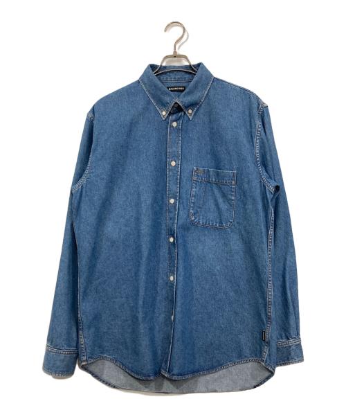 BALENCIAGA（バレンシアガ）BALENCIAGA (バレンシアガ) バックロゴボタンダウンデニムシャツ インディゴ サイズ:37の古着・服飾アイテム