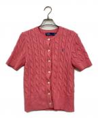 POLO RALPH LAURENポロ・ラルフローレン）の古着「CABLE-KNIT SHORT-SLEEVE CARDIGAN/ケーブル半袖カーディガン」｜ピンク
