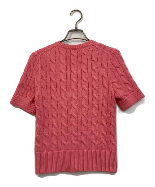 POLO RALPH LAUREN（ポロ・ラルフローレン）POLO RALPH LAUREN (ポロ・ラルフローレン) CABLE-KNIT SHORT-SLEEVE CARDIGAN/ケーブル半袖カーディガン ピンク サイズ:Sの古着・服飾アイテム