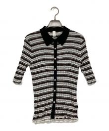 tgor（トゴール）の古着「シアーボーダーニットポロ」｜ホワイト×ブラウン