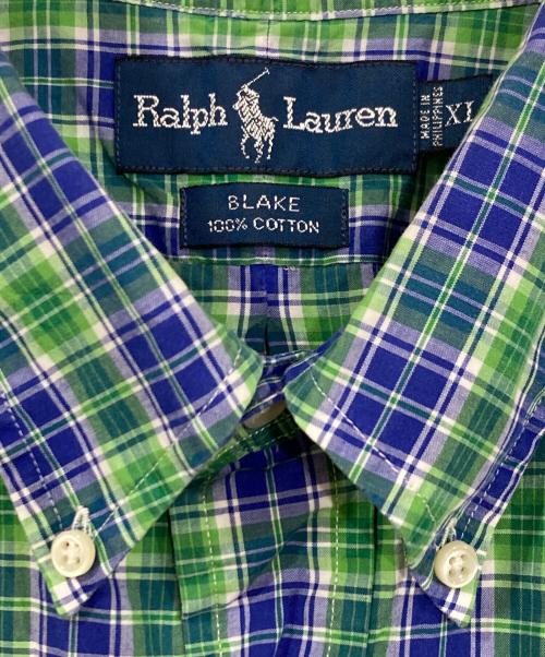 POLO RALPH LAUREN（ポロ・ラルフローレン）POLO RALPH LAUREN (ポロ・ラルフローレン) BDチェック半袖シャツ グリーン×ブルー サイズ:XLの古着・服飾アイテム