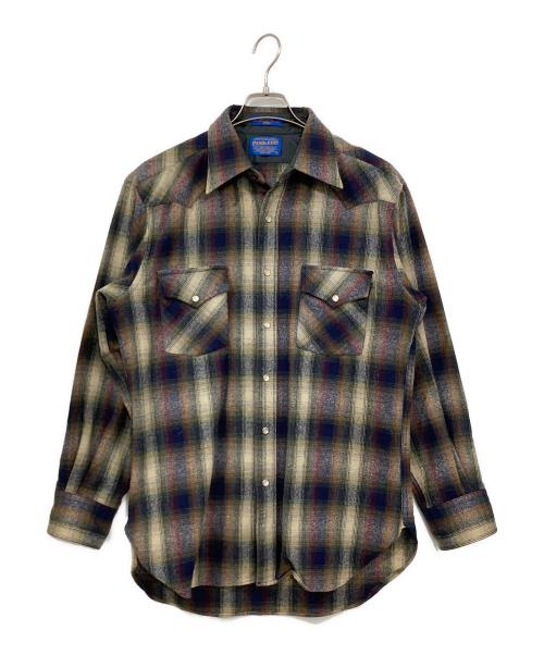 PENDLETON（ペンドルトン）PENDLETON (ペンドルトン) ウールウェスタンシャツ グリーン×ネイビー サイズ:Ⅿの古着・服飾アイテム