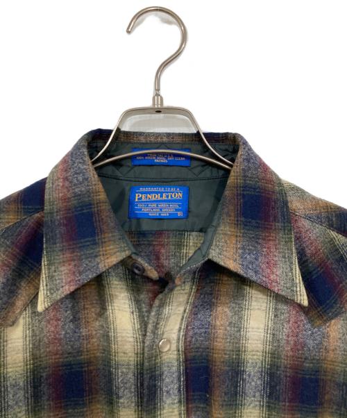 PENDLETON（ペンドルトン）PENDLETON (ペンドルトン) ウールウェスタンシャツ グリーン×ネイビー サイズ:Ⅿの古着・服飾アイテム