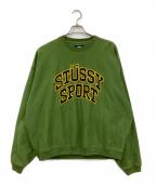 stussyステューシー）の古着「Sport RELAXED OVERSIZED CREW」｜グリーン