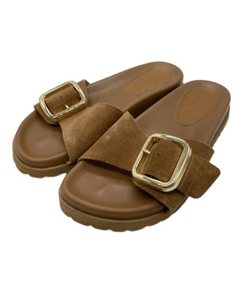 Le Talon（ル タロン）Le Talon (ル タロン) レザーバックルスライダーサンダル ブラウン サイズ:Ⅿの古着・服飾アイテム