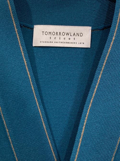 TOMORROW LAND tricot（トゥモローランド トリコ）TOMORROW LAND tricot (トゥモローランド トリコ) ポリエステルミラノリブ Vネックカーディガン ブルー サイズ:Mの古着・服飾アイテム