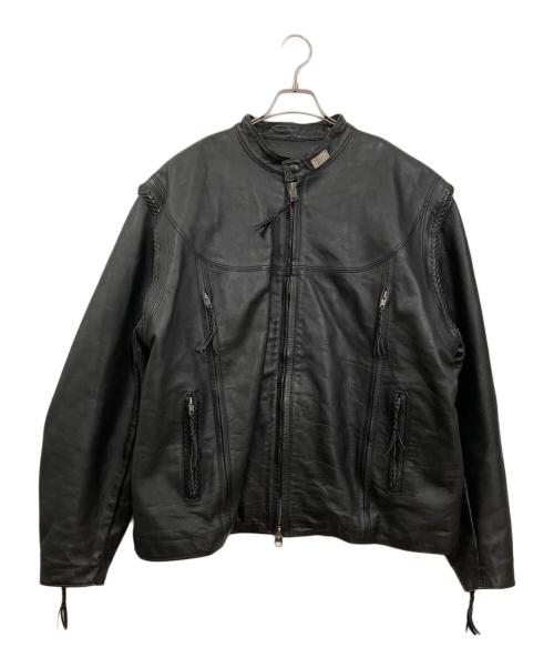 HARLEY-DAVIDSON（ハーレーダビッドソン）HARLEY-DAVIDSON (ハーレーダビッドソン) 2WAYレザーシングルライダースージャケット ブラック サイズ:XXLの古着・服飾アイテム