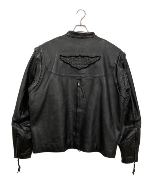 HARLEY-DAVIDSON（ハーレーダビッドソン）HARLEY-DAVIDSON (ハーレーダビッドソン) 2WAYレザーシングルライダースージャケット ブラック サイズ:XXLの古着・服飾アイテム