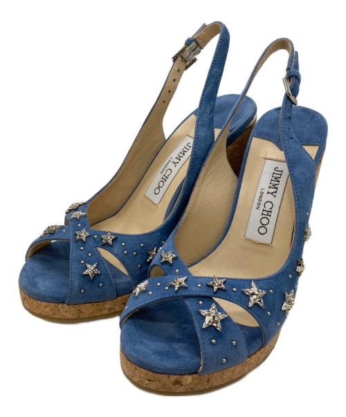 JIMMY CHOO（ジミーチュウ）JIMMY CHOO (ジミーチュウ) ウェッジソールサンダル ブルー サイズ:35の古着・服飾アイテム