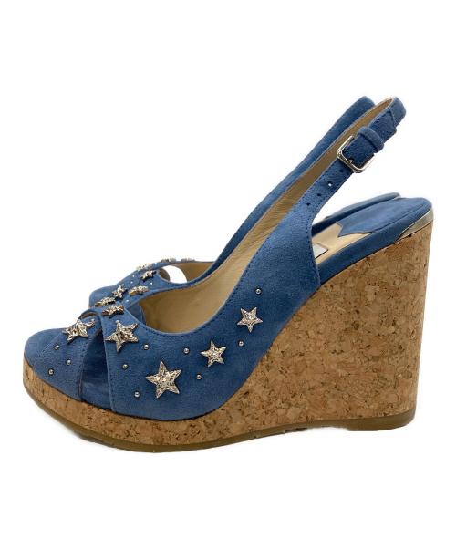 JIMMY CHOO（ジミーチュウ）JIMMY CHOO (ジミーチュウ) ウェッジソールサンダル ブルー サイズ:35の古着・服飾アイテム