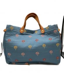 IL BISONTE（イル ビゾンテ）の古着「花柄トートバッグ」｜ブルー