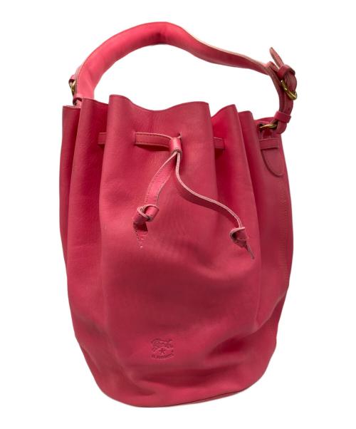 IL BISONTE（イル ビゾンテ）IL BISONTE (イル ビゾンテ) 巾着ハンドバッグ ピンクの古着・服飾アイテム