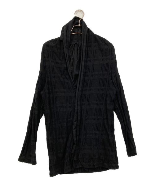 YOHJI YAMAMOTO（ヨウジヤマモト）YOHJI YAMAMOTO (ヨウジヤマモト) INTARSIA PLAID JQ CARDIGAN ブラック サイズ:2の古着・服飾アイテム