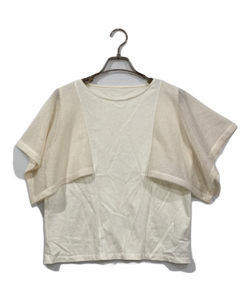 SHIPS any（シップスエニィ）SHIPS any (シップスエニィ) メッシュ シアー ハンカチ スリーブ ドッキング TEE アイボリー サイズ:FREEの古着・服飾アイテム