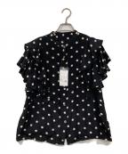JOURNAL STANDARD relumeジャーナルスタンダード レリューム）の古着「ドットプリントフリルブラウス」｜ブラック