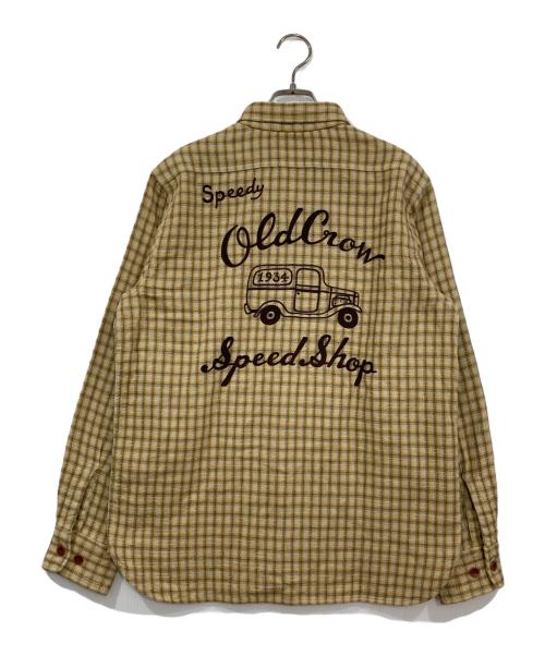 OLD CROW（オールドクロウ）OLD CROW (オールドクロウ) WHISKEY DELIVERY - CHECK L/S SHIRTS ベージュ サイズ:Ⅿの古着・服飾アイテム