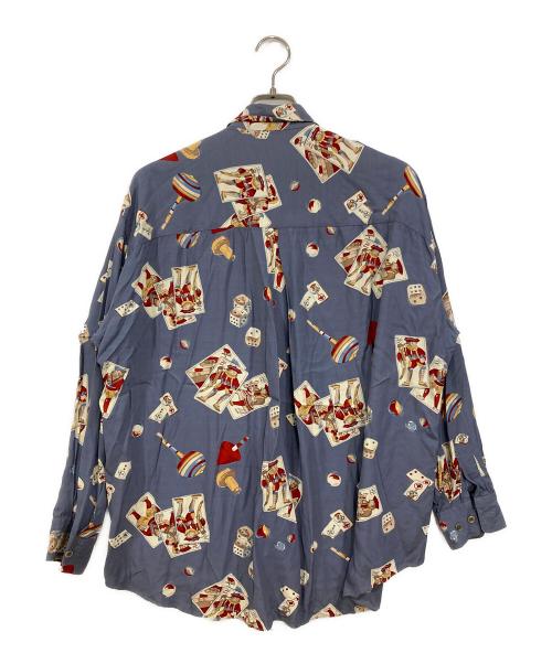 Karl Lagerfeld（カール ラガーフェルド）Karl Lagerfeld (カール ラガーフェルド) 長袖レーヨンシャツ ブルー サイズ:48の古着・服飾アイテム
