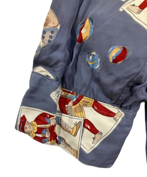 Karl Lagerfeld（カール ラガーフェルド）Karl Lagerfeld (カール ラガーフェルド) 長袖レーヨンシャツ ブルー サイズ:48の古着・服飾アイテム