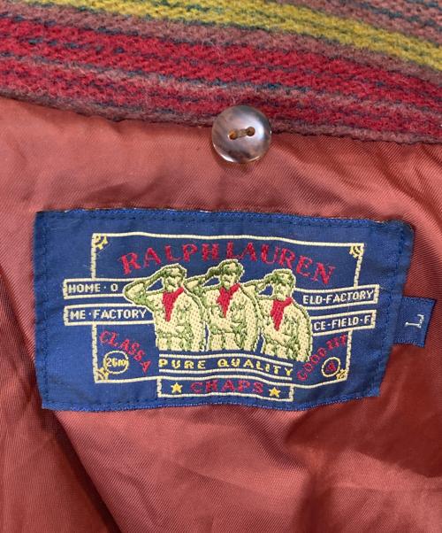 CHAPS RALPH LAUREN（チャップス ラルフローレン）CHAPS RALPH LAUREN (チャップス ラルフローレン) ネイティブ柄ステンカラーコート レッド サイズ:Lの古着・服飾アイテム