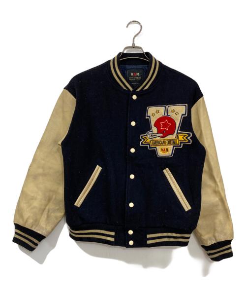 VAN JAC（ヴァン・ヂャケット）VAN JAC (ヴァン) レザー切替スタジャン ネイビー サイズ:Lの古着・服飾アイテム