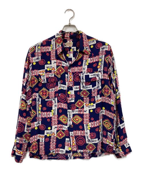 town topic（タウントピック）town topic (タウントピック) アトミック柄ヴィンテージハワイアンシャツ パープル サイズ:Ⅿの古着・服飾アイテム