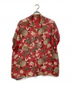 national shirt sportsナショナル シャツ スポーツ）の古着「パイナップル柄 ヴィンテージ半袖アロハシャツ」｜レッド
