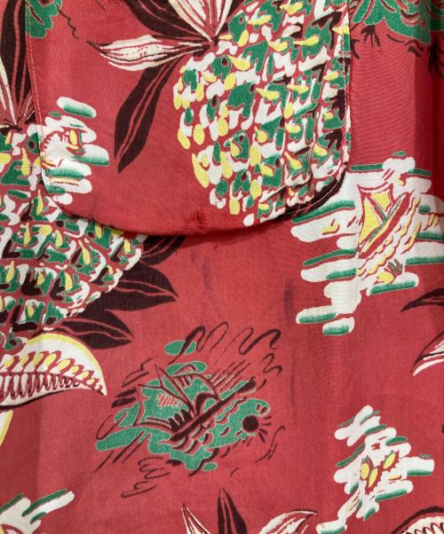 national shirt sports（ナショナル シャツ スポーツ）national shirt sports (ナショナル シャツ スポーツ) パイナップル柄 ヴィンテージ半袖アロハシャツ レッド サイズ:XLの古着・服飾アイテム