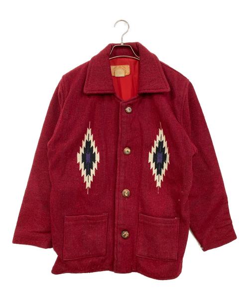 PUEBLO AZTECA MOLINA（プレブロ アステカ モリーナ）PUEBLO AZTECA MOLINA (プレブロ アステカ モリーナ) チマヨジャケット オルテガ柄 レッド サイズ:Ⅿの古着・服飾アイテム