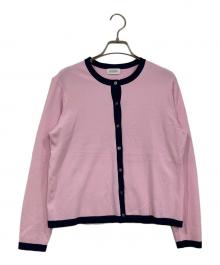 MACKINTOSH PHILOSOPHY（マッキントッシュ フィロソフィー）の古着「バイカラートリムクルーネックカーディガン」｜ピンク