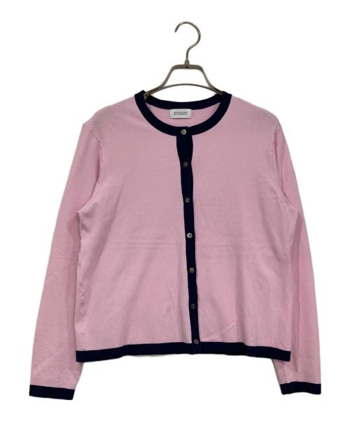 MACKINTOSH PHILOSOPHY（マッキントッシュ フィロソフィー）MACKINTOSH PHILOSOPHY (マッキントッシュ フィロソフィー) バイカラートリムクルーネックカーディガン ピンク サイズ:38の古着・服飾アイテム
