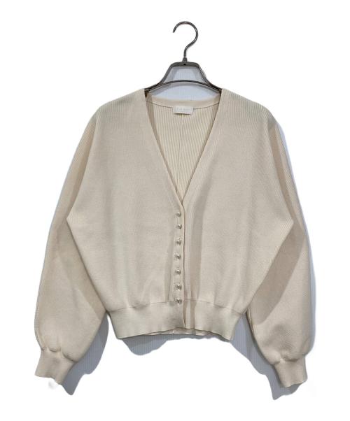 BALLSEY（ボールジィ）BALLSEY (ボールジィ) パールコンビ Vネックカーディガン アイボリー サイズ:Sの古着・服飾アイテム