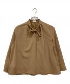 BALLSEYボールジィ）の古着「2-wayストレッチ タイ付きスタンドカラーブラウス」｜ブラウン