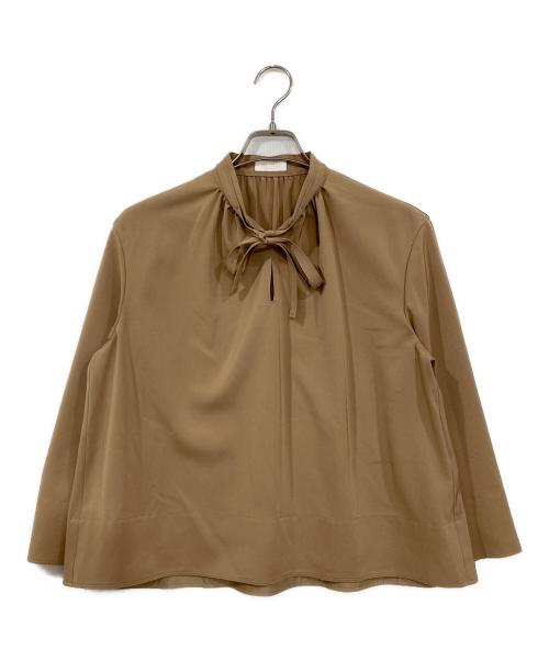 BALLSEY（ボールジィ）BALLSEY (ボールジィ) 2-wayストレッチ タイ付きスタンドカラーブラウス ブラウン サイズ:36の古着・服飾アイテム