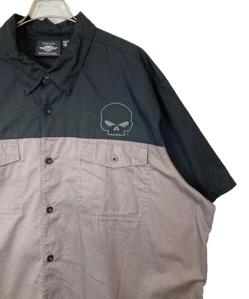 HARLEY-DAVIDSON（ハーレーダビッドソン）HARLEY-DAVIDSON (ハーレーダビッドソン) スカル刺繍半袖シャツ ブラック サイズ:3XLの古着・服飾アイテム