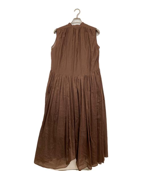Whim Gazette（ウィムガゼット）Whim Gazette (ウィムガゼット) シルクローンギャザーワンピース ブラウン サイズ:38の古着・服飾アイテム