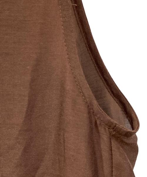 Whim Gazette（ウィムガゼット）Whim Gazette (ウィムガゼット) シルクローンギャザーワンピース ブラウン サイズ:38の古着・服飾アイテム