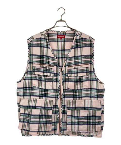 SUPREME（シュプリーム）Supreme (シュプリーム) 20FW Tartan Flannel Cargo Vest ピンク サイズ:XLの古着・服飾アイテム