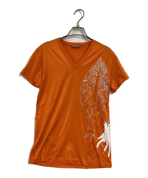 DIOR HOMME（ディオール オム）DIOR HOMME (ディオール オム) 09SS VネックTシャツ オレンジ サイズ:XSの古着・服飾アイテム