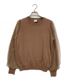 Spick and Span（スピックアンドスパン）の古着「チュールスリーブニットプルオーバー」｜ブラウン