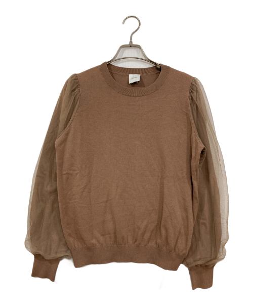 Spick and Span（スピックアンドスパン）Spick and Span (スピックアンドスパン) チュールスリーブニットプルオーバー ブラウン サイズ:FREEの古着・服飾アイテム