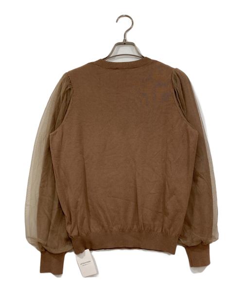 Spick and Span（スピックアンドスパン）Spick and Span (スピックアンドスパン) チュールスリーブニットプルオーバー ブラウン サイズ:FREEの古着・服飾アイテム
