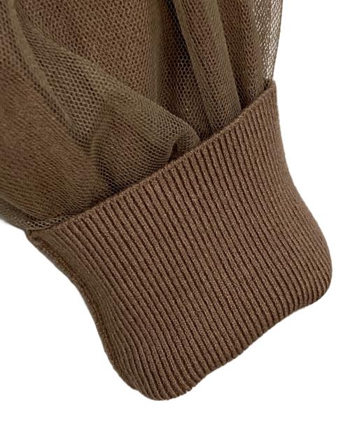 Spick and Span（スピックアンドスパン）Spick and Span (スピックアンドスパン) チュールスリーブニットプルオーバー ブラウン サイズ:FREEの古着・服飾アイテム